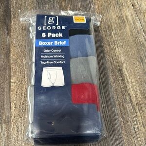 George Men's Boxer Briefs 6 Pack - Blue, Gray, Red